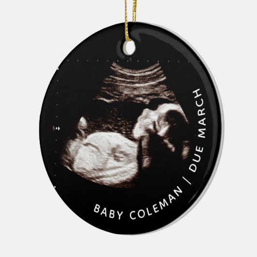 ベビークリスマス来妊娠間近の写真 セラミックオーナメント (左)