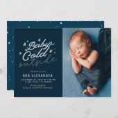 ベビークリスマス誕生日発表の外で寒い シーズンカード (正面/裏面)