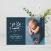 ベビークリスマス誕生日発表の外で寒い シーズンカード (スタンド正面)