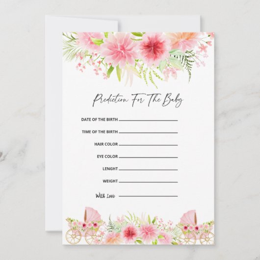 ベビークリブフラワーベビーシャワーベビー予測 招待状 (正面)