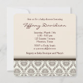 ベビークリブブルーブラウンダマスク男の赤ちゃんシャワー 招待状 (裏面)