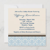 ベビークリブブルーブラウンダマスク男の赤ちゃんシャワー 招待状 (裏面)