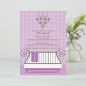 ベビークリブベビーシャワー招待状シックガールパープル 招待状 (スタンド正面)