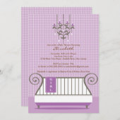 ベビークリブベビーシャワー招待状シックガールパープル 招待状 (正面/裏面)