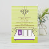 ベビークリブベビーシャワー招待状シックガールパープル 招待状 (スタンド正面)