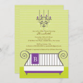 ベビークリブベビーシャワー招待状シックガールパープル 招待状 (正面/裏面)