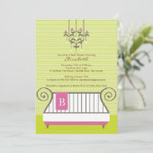 ベビークリブベビーシャワー招待状シックガールピンク 招待状 (スタンド正面)