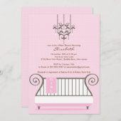 ベビークリブベビーシャワー招待状シックガールピンク 招待状 (正面/裏面)