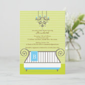 ベビークリブベビーシャワー招待状シックボーイブルー 招待状 (スタンド正面)