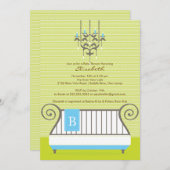 ベビークリブベビーシャワー招待状シックボーイブルー 招待状 (正面/裏面)