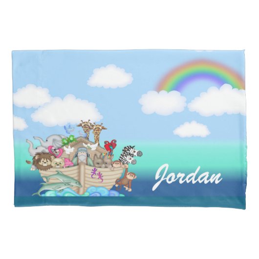 ベビークリブ装飾ノアアークベビーシャワー 枕カバー (正面)