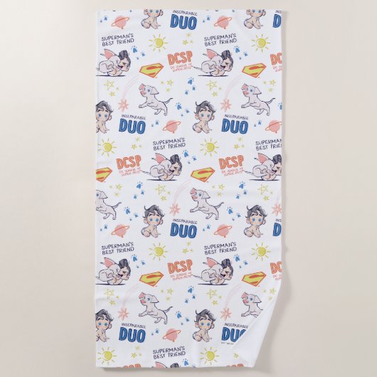 ベビークリプト&すごいマンパターン ビーチタオル (正面)