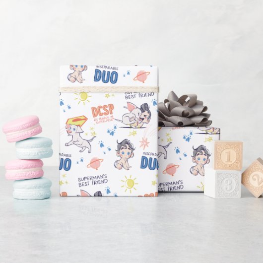 ベビークリプト&すごいマンパターン ラッピングペーパー (ベビーシャワー)