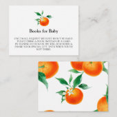 ベビークレメンチンベビーオレンジ色のベビーシャワー用の本 エンクロージャーカード (正面/裏面)