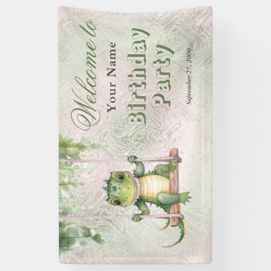 ベビークロコダイル誕生日へようこそ 横断幕 (縦)