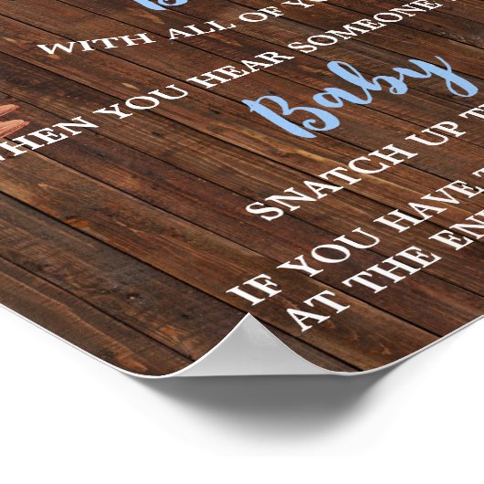 ベビークロースピンオウムカウボーイシャワーゲームと言わない ポスター (角)