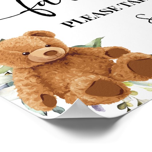 ベビーグリーナリーユーカリ赤ちゃんシャワーのサイン ポスター (角)