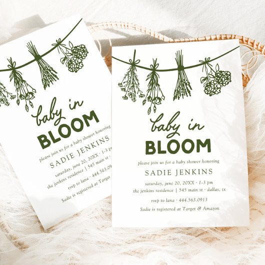 ベビーグリーンお洒落ベビーシャワー 招待状