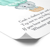 ベビーグリーンエレファントベビーシャワーゲームと言わない ポスター (角)