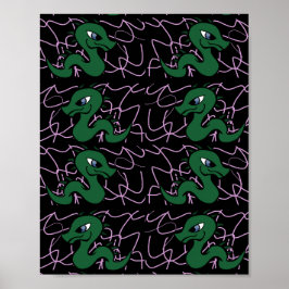ベビーグリーンドラゴンパターン ポスター