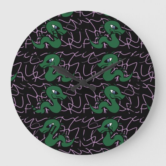 ベビーグリーンドラゴンパターン ラージ壁時計 (正面)