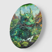 ベビーグリーンハワイアンファイアドラゴン&ボルカノス ラージ壁時計 (傾斜)