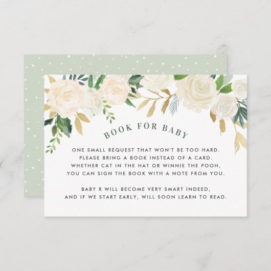 ベビーグリーンフローラシャワー要求カード用ブック エンクロージャーカード (正面/裏面)