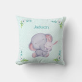 ベビーグレーエレファント&バニーラビット装飾用クッション クッション (正面)
