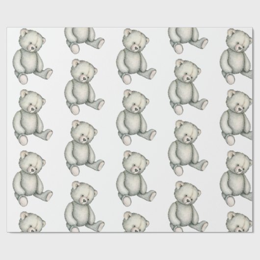 ベビーグレーテディベア男女兼用ウォーター色 ラッピングペーパー (フラット)