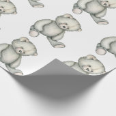 ベビーグレーテディベア男女兼用ウォーター色 ラッピングペーパー (角)