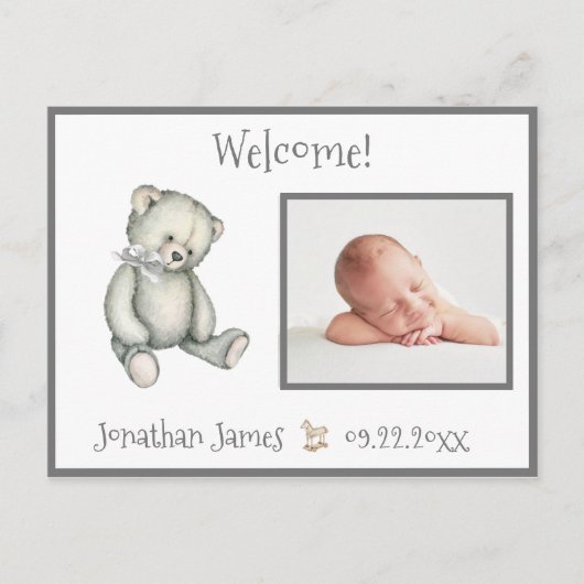 ベビーグレーニュートラルタイポグラフィ名統計 案内ポストカード (正面)