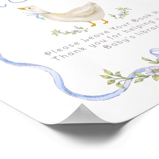 ベビーグース間抜けブルーボウ赤ちゃんシャワー用の本 ポスター (角)