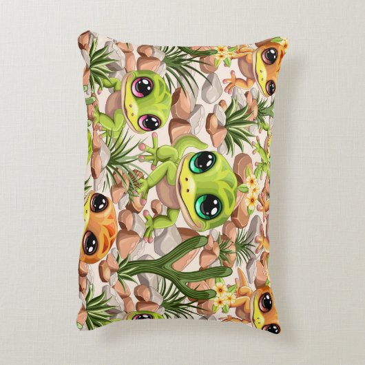 ベビーゲッコスかわいい漫画のキャラクター アクセントクッション (裏面(縦))