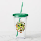 ベビーゲッコスかわいい漫画のキャラクター アクリルタンブラー (裏面)