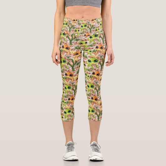 ベビーゲッコスかわいい漫画のキャラクター カプリレギンス (正面)