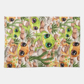 ベビーゲッコスかわいい漫画のキャラクター キッチンタオル (横)