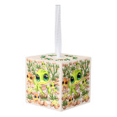 ベビーゲッコスかわいい漫画のキャラクター キューブオーナメント (裏面アングル)