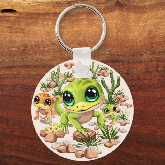ベビーゲッコスかわいい漫画のキャラクター キーホルダー (正面)