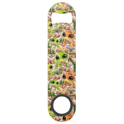 ベビーゲッコスかわいい漫画のキャラクター スピード栓抜き (裏面)