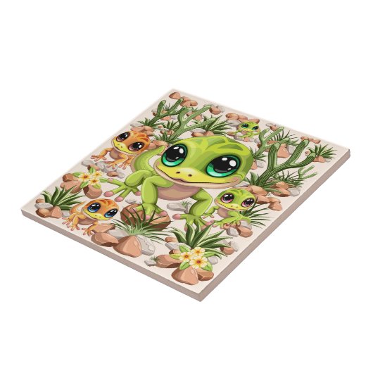 ベビーゲッコスかわいい漫画のキャラクター タイル (側面)