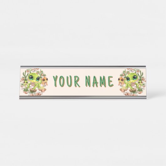 ベビーゲッコスかわいい漫画のキャラクター デスクネームプレート (正面)