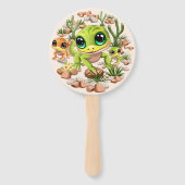 ベビーゲッコスかわいい漫画のキャラクター ハンドファン (正面)