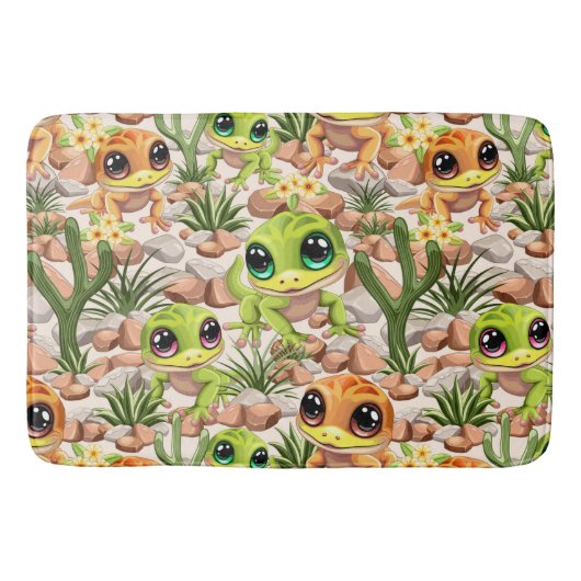 ベビーゲッコスかわいい漫画のキャラクター バスマット (正面)