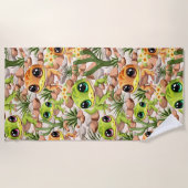 ベビーゲッコスかわいい漫画のキャラクター ビーチタオル (正面)