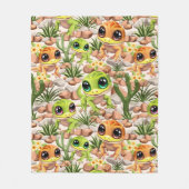 ベビーゲッコスかわいい漫画のキャラクター フリースブランケット (正面)