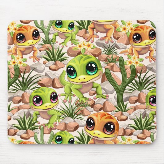 ベビーゲッコスかわいい漫画のキャラクター マウスパッド (正面)