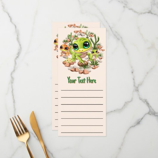 ベビーゲッコスかわいい漫画のキャラクター メニュー (正面/裏面インサイチュ)