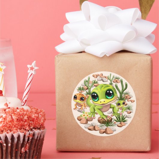 ベビーゲッコスかわいい漫画のキャラクター ラウンドシール (パーティー)