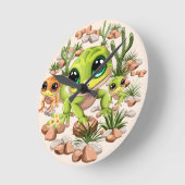 ベビーゲッコスかわいい漫画のキャラクター ラウンド壁時計 (傾斜)