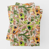 ベビーゲッコスかわいい漫画のキャラクター ラッピングペーパーシート (インサイチュ)